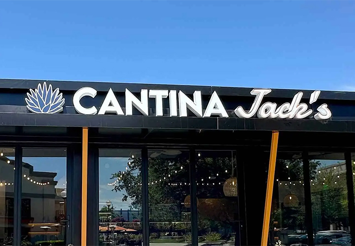 Jack's Restaurant and Bar channel letters displaying the brand name and logo made of aluminum