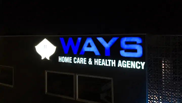 Ways Home Care & Health Agency outdoor channel letters made of aluminum and acrylic