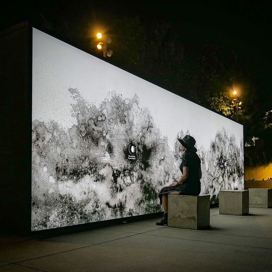 Three illuminated walls for public art exhibition