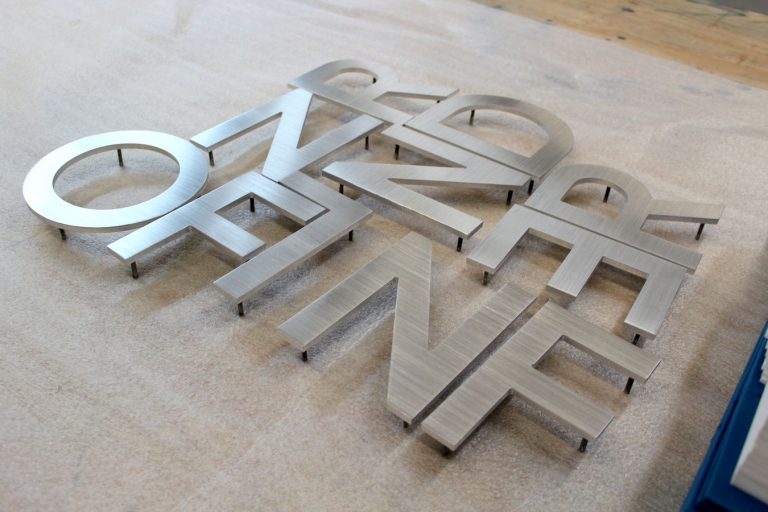 Brushed Aluminum 3D Letters with spacers | Front Signs