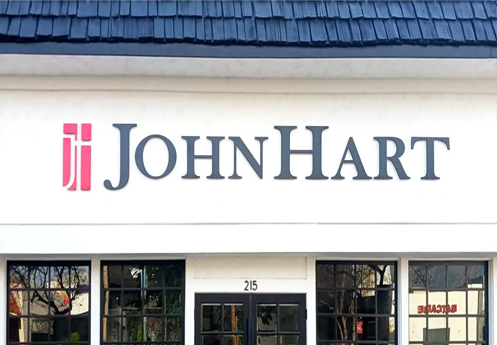 John Hart Realty outdoor display with metal letters made of aluminum