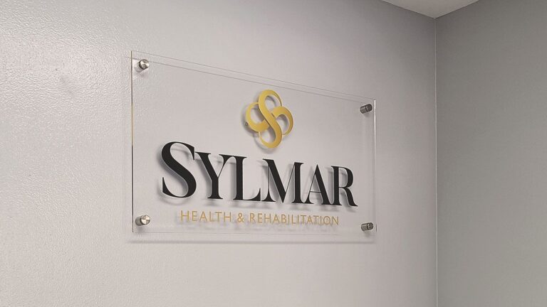 Sylmar Health & Rehabilitation acrylic office sign | Front Signs