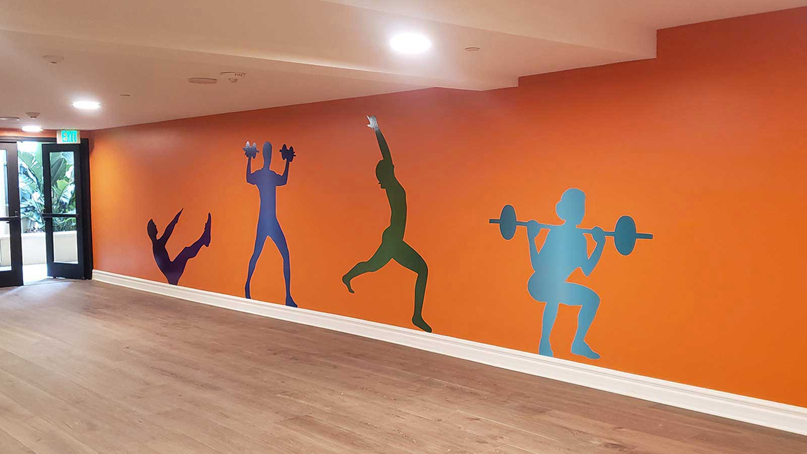 athlete silhouettes gym interior decorative decals