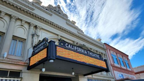 california theatre led display installed on the facade