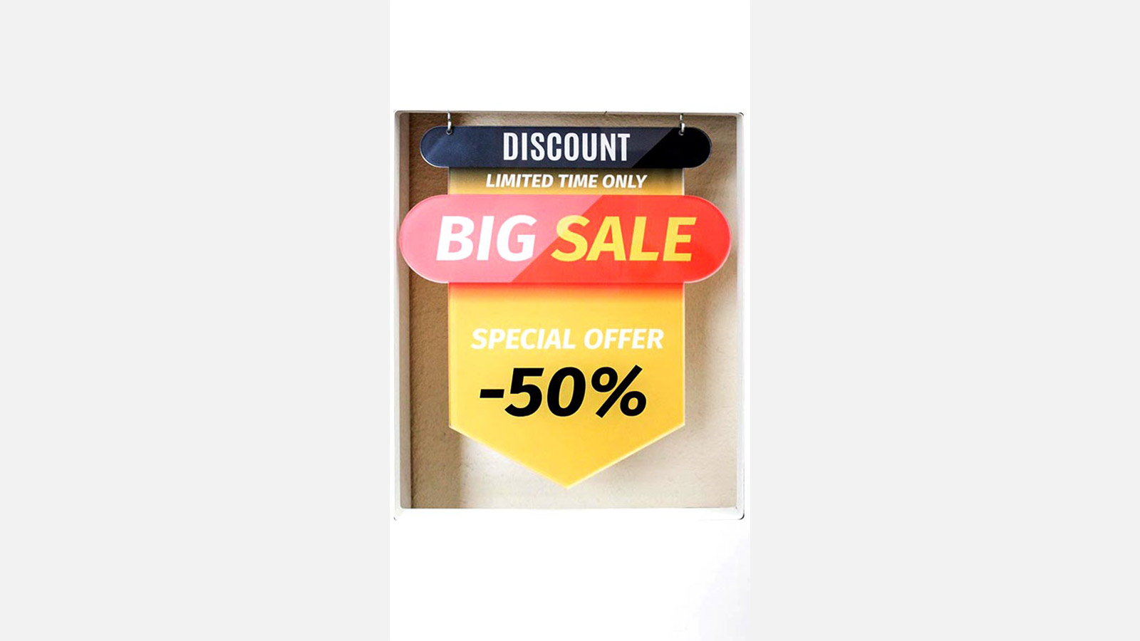 colorful hanging sale sign