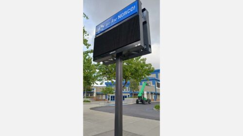 corona-norco unified school district led sign outdoors
