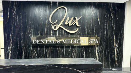 lux dental and medical spa lobby signs installed indoors