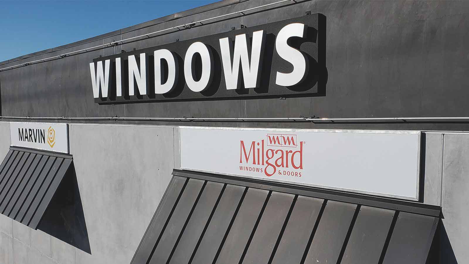 milgard windows and doors building sign
