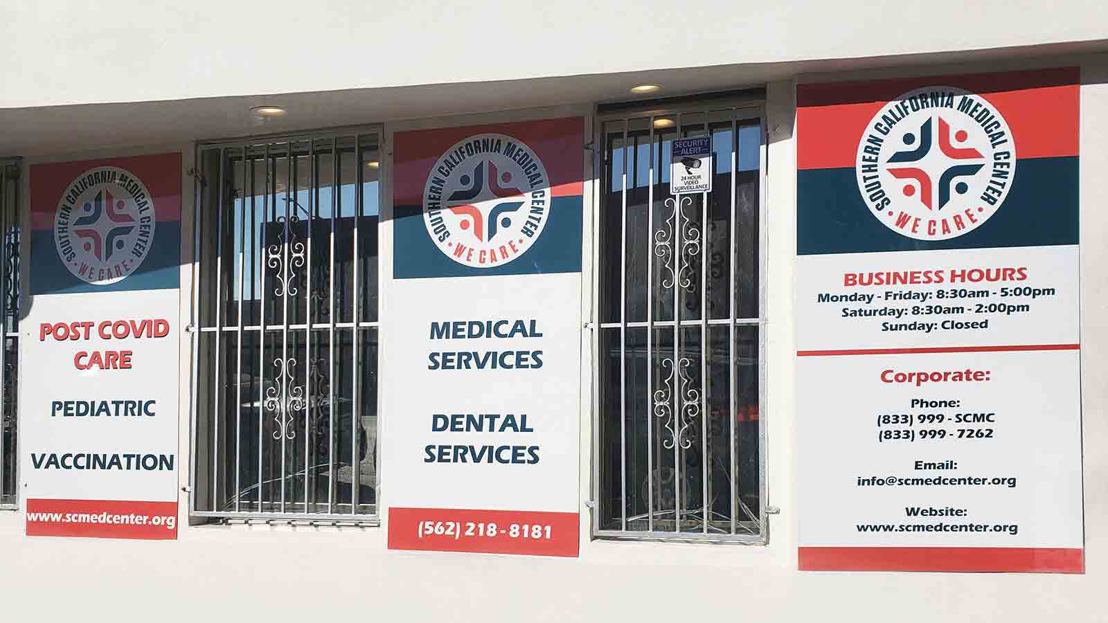 southern california medical center storefront signs