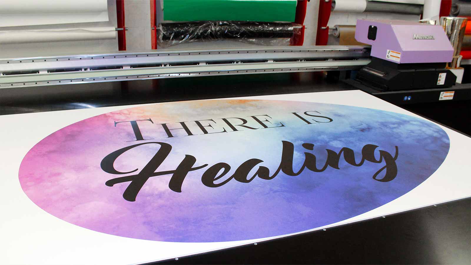 there is healing foamboard interior sign