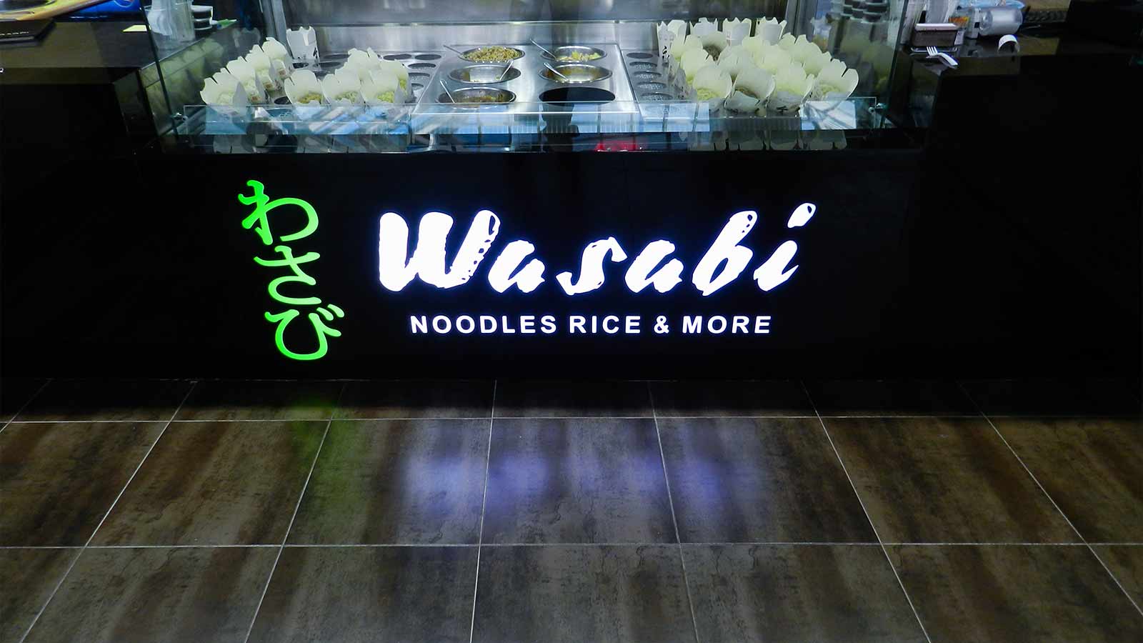 wasabi indoor illuminated store sign