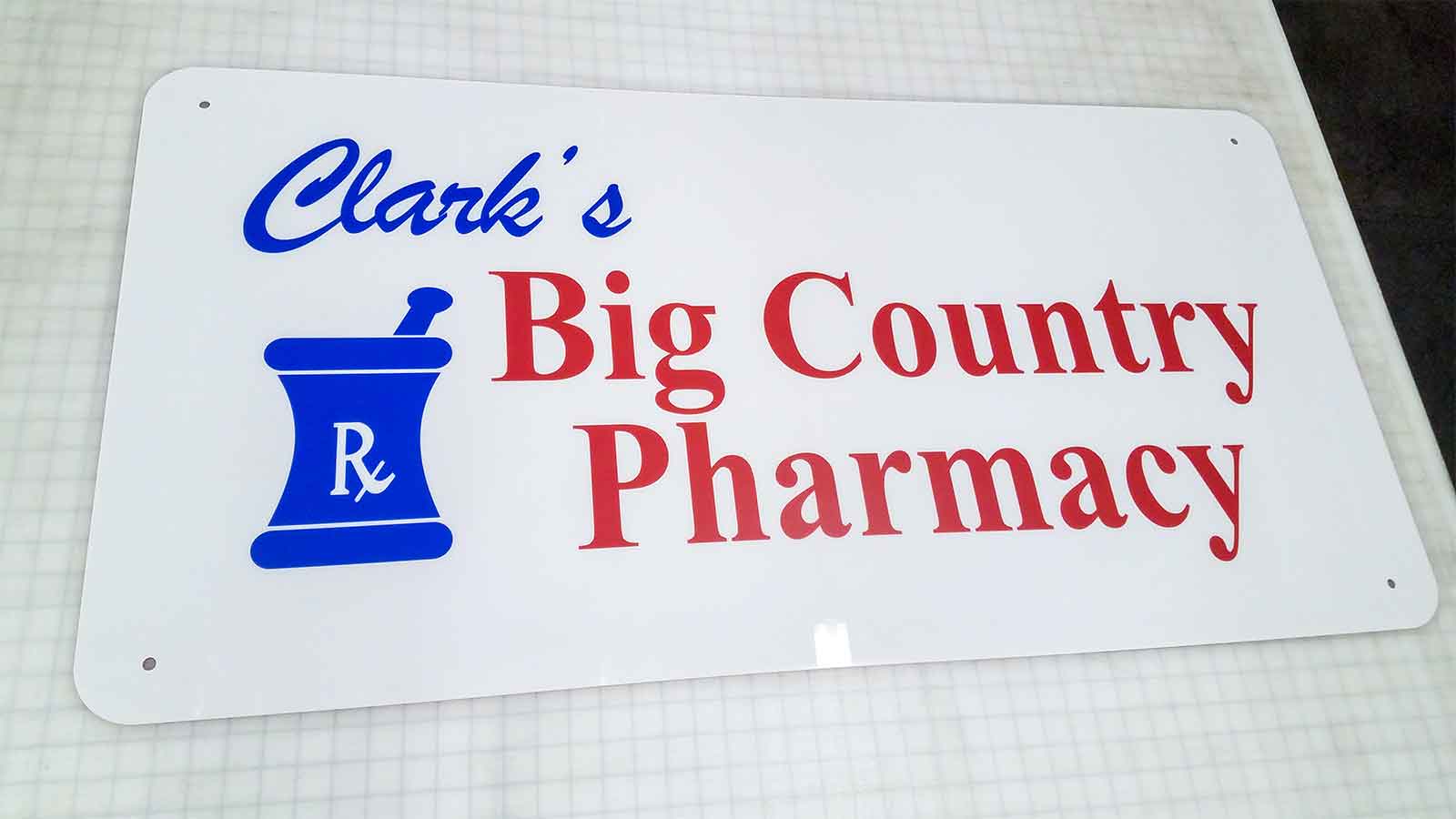 Direct printed pharmacy aluminum signage