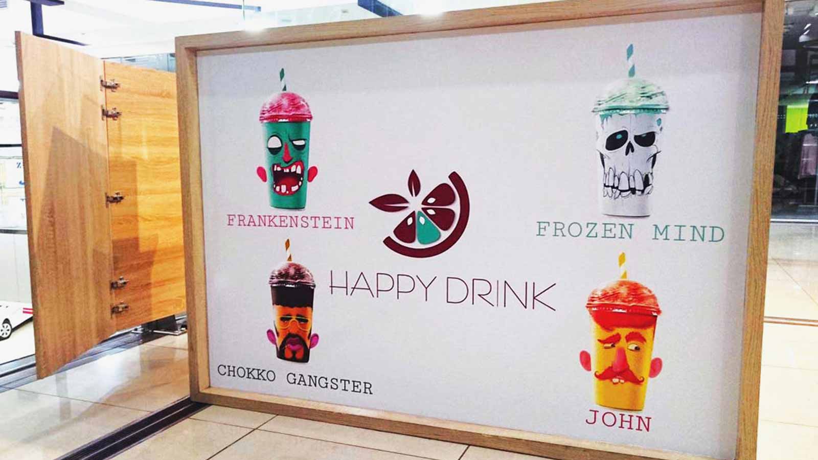 happy drink opaque vinyl menu sign