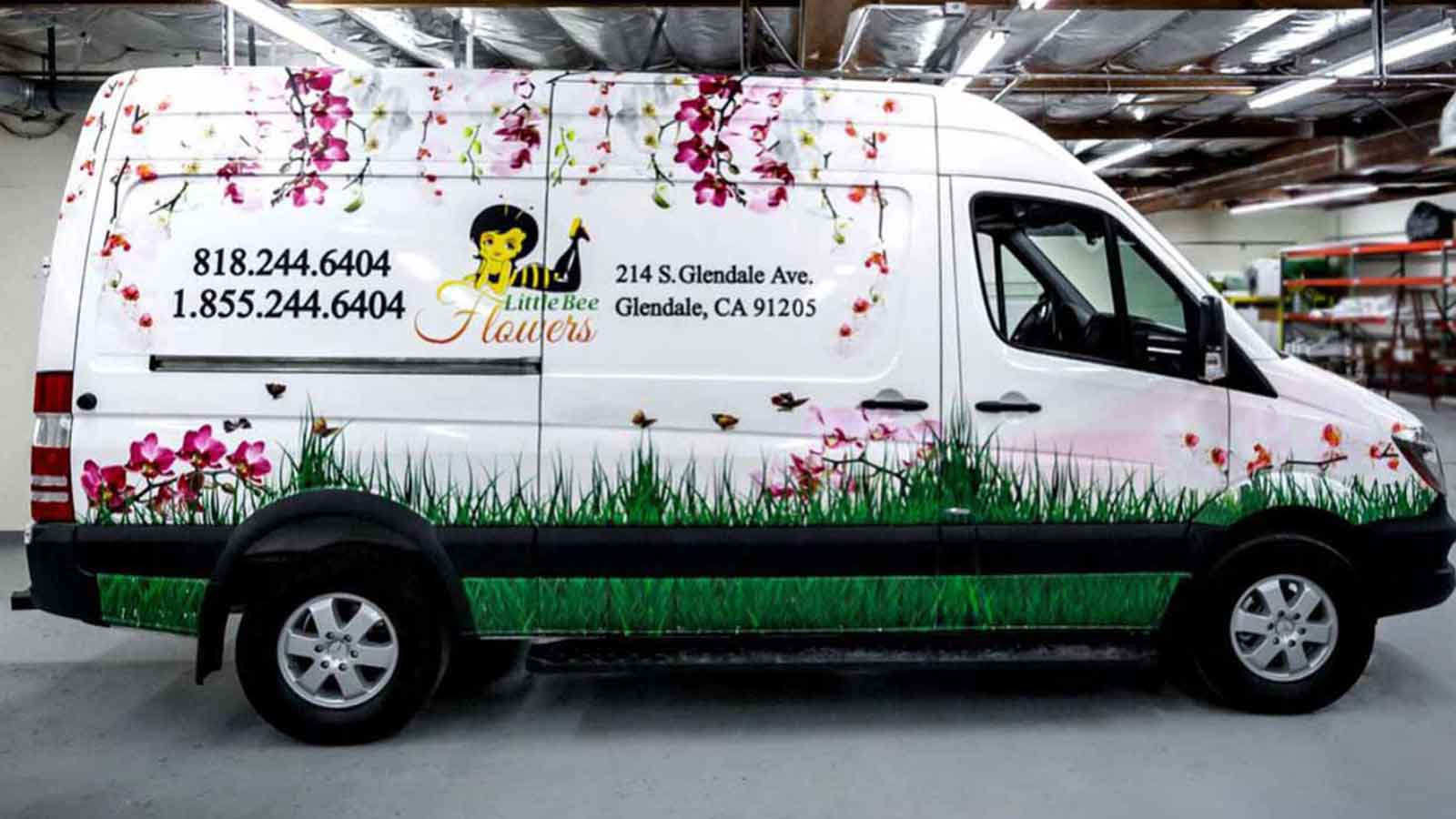 little bee flowers fully wrapped van