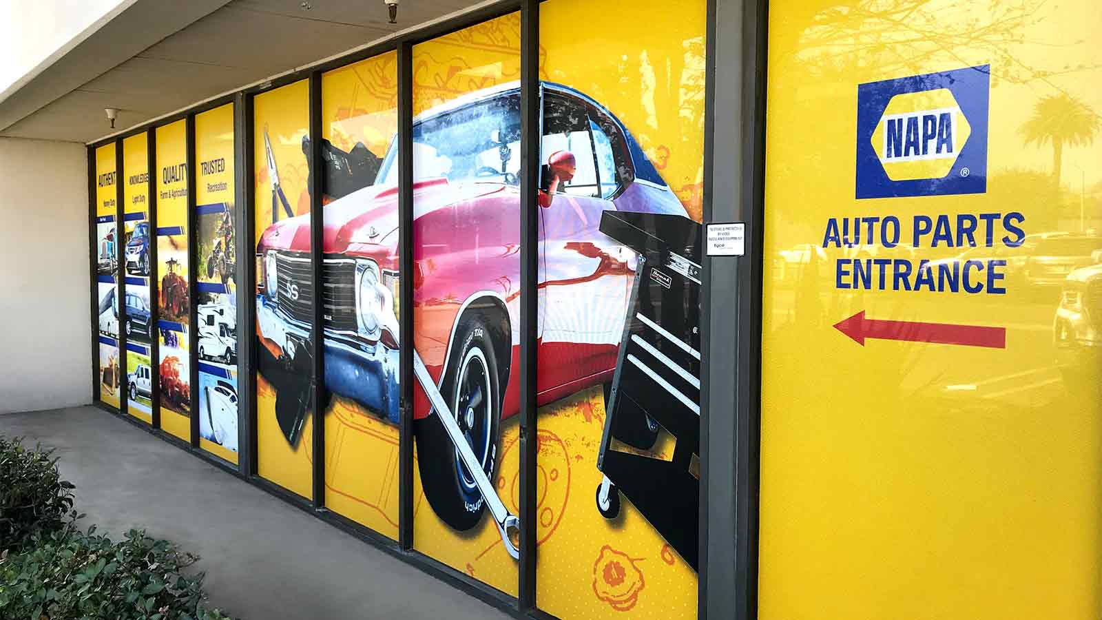 napa auto parts perforated window graphics