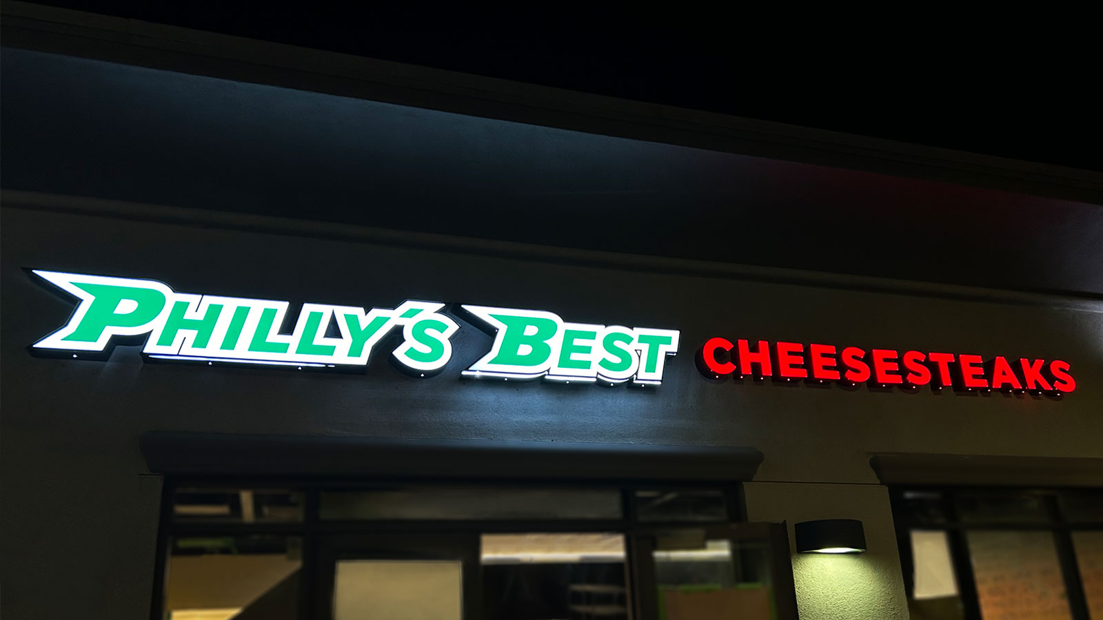 phillys best cheesesteaks channel letters on the storefront