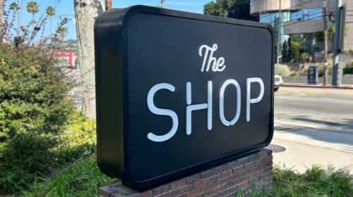 the shop outdoor sign face vinyl replacement