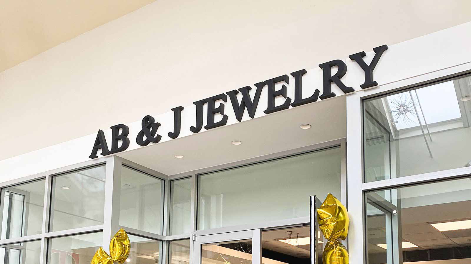 AB & J Jewelry storefront foam core 3D letters