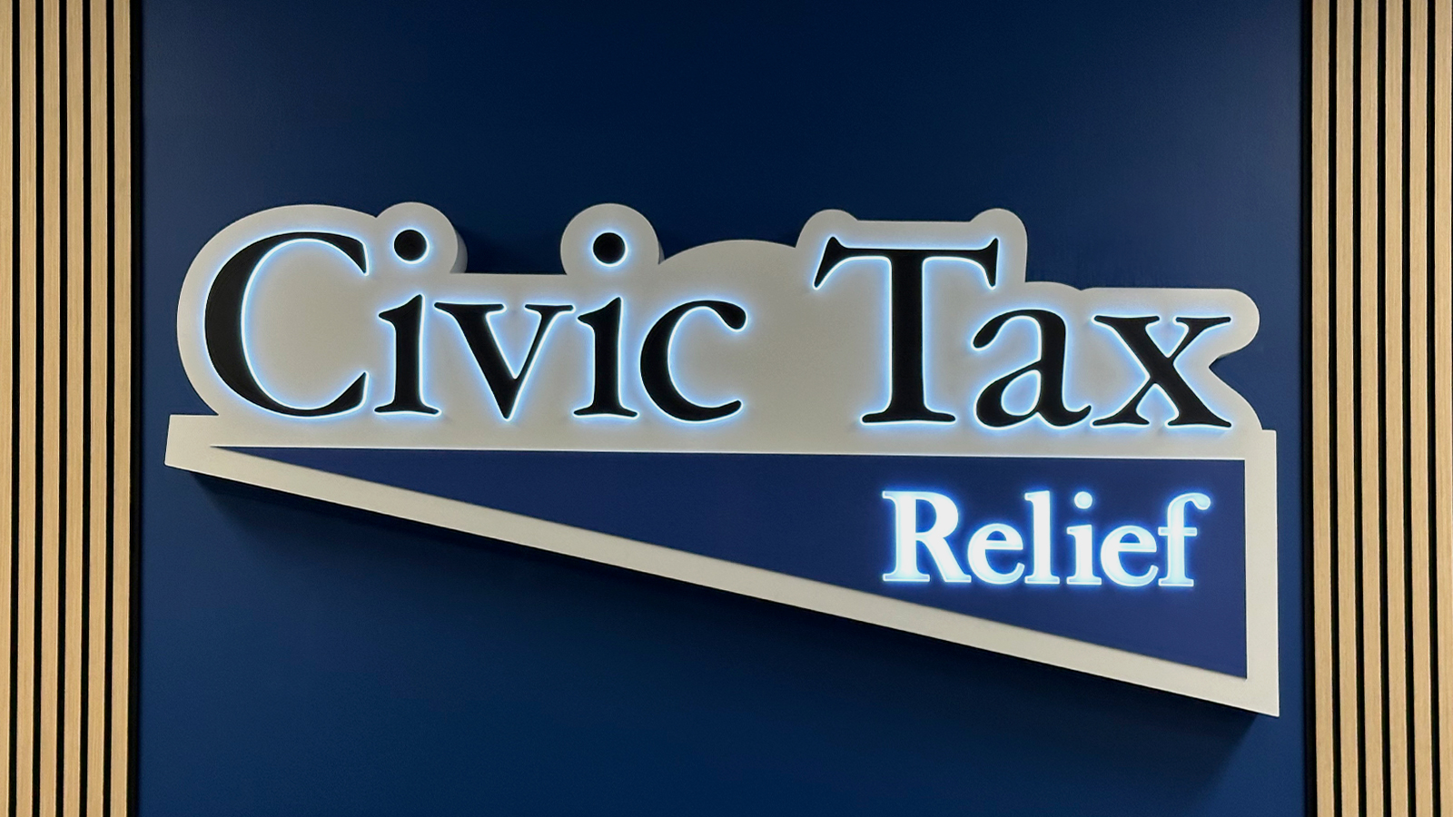 civic tax relief push through sign on the interior wall