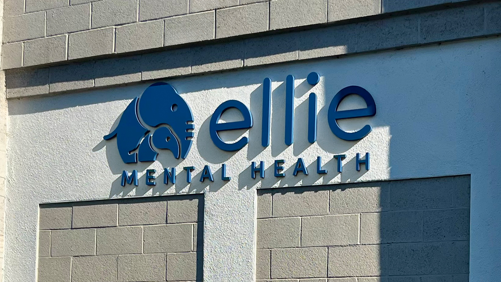 ellie mental health pvc medical office sign on the facade