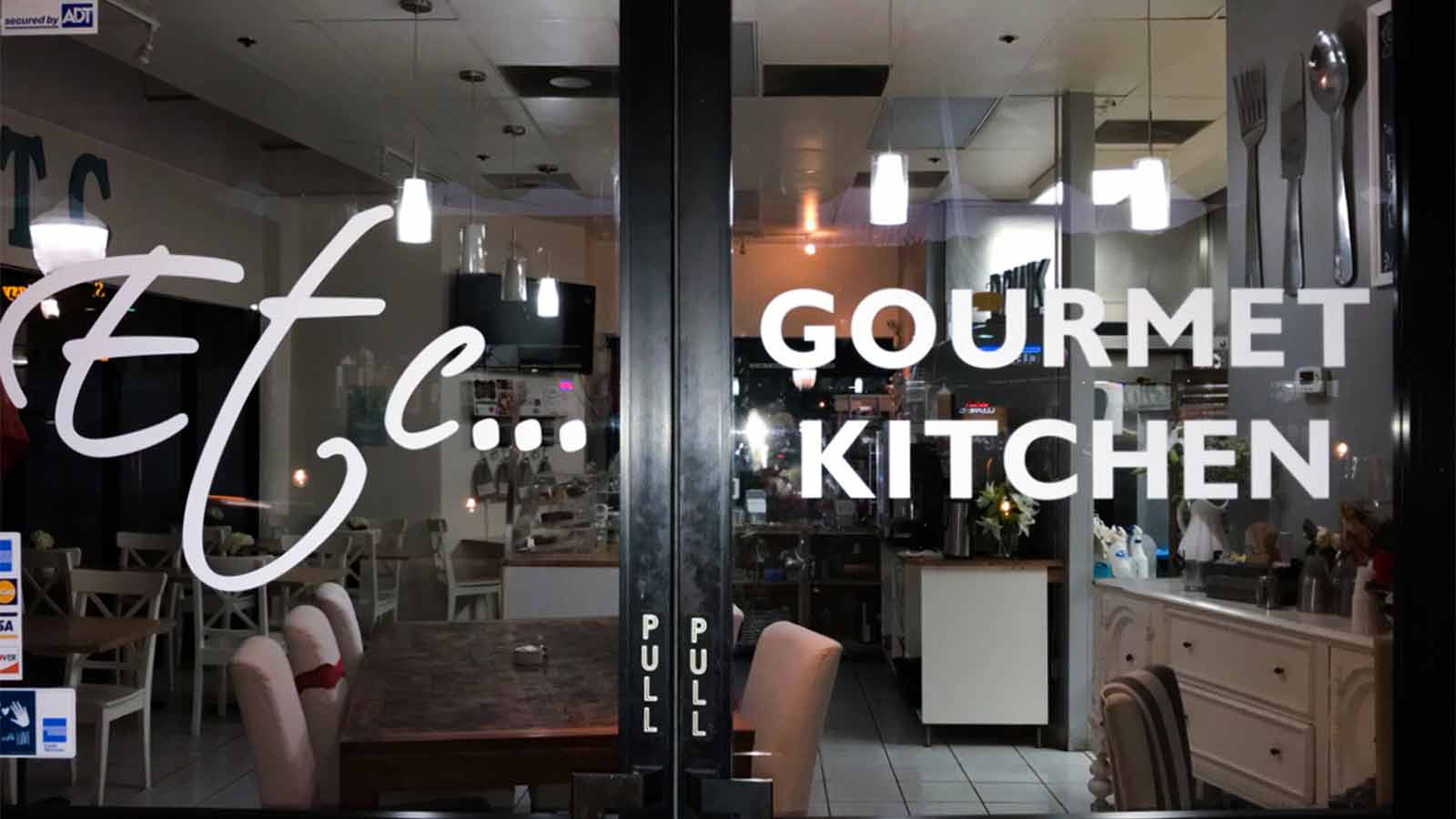 gourmet kitchen opaque vinyl lettering