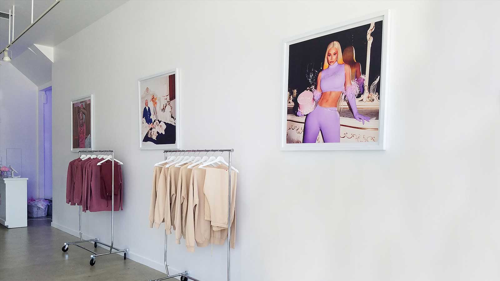 Decorative printed signs for the store of Iggy Azalea