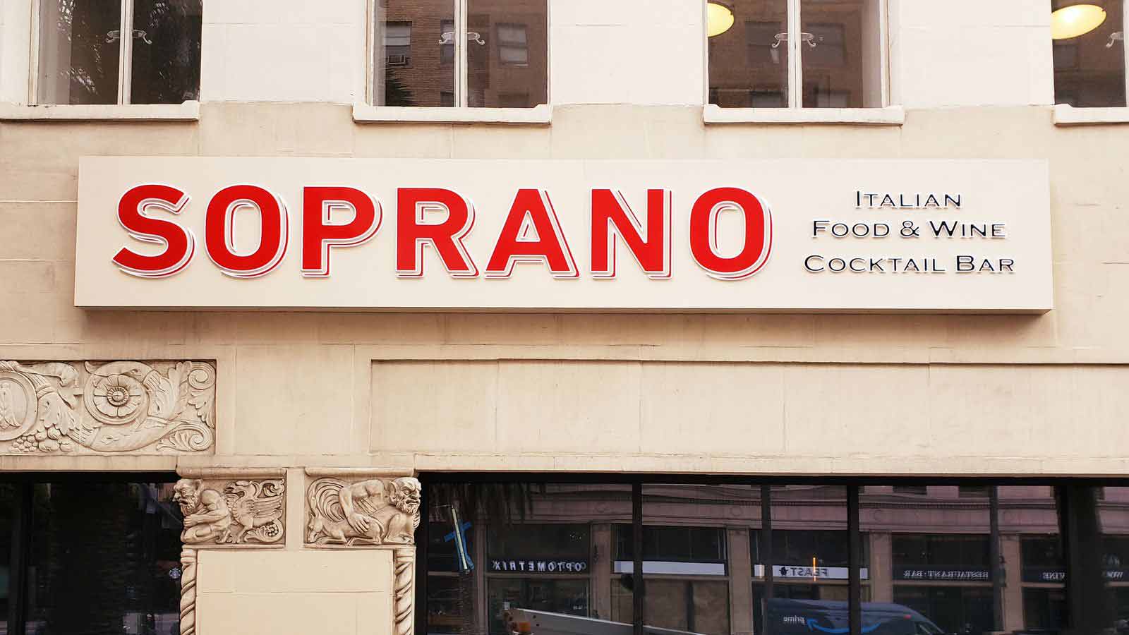 soprano italian restaurant illuminated 3d letters