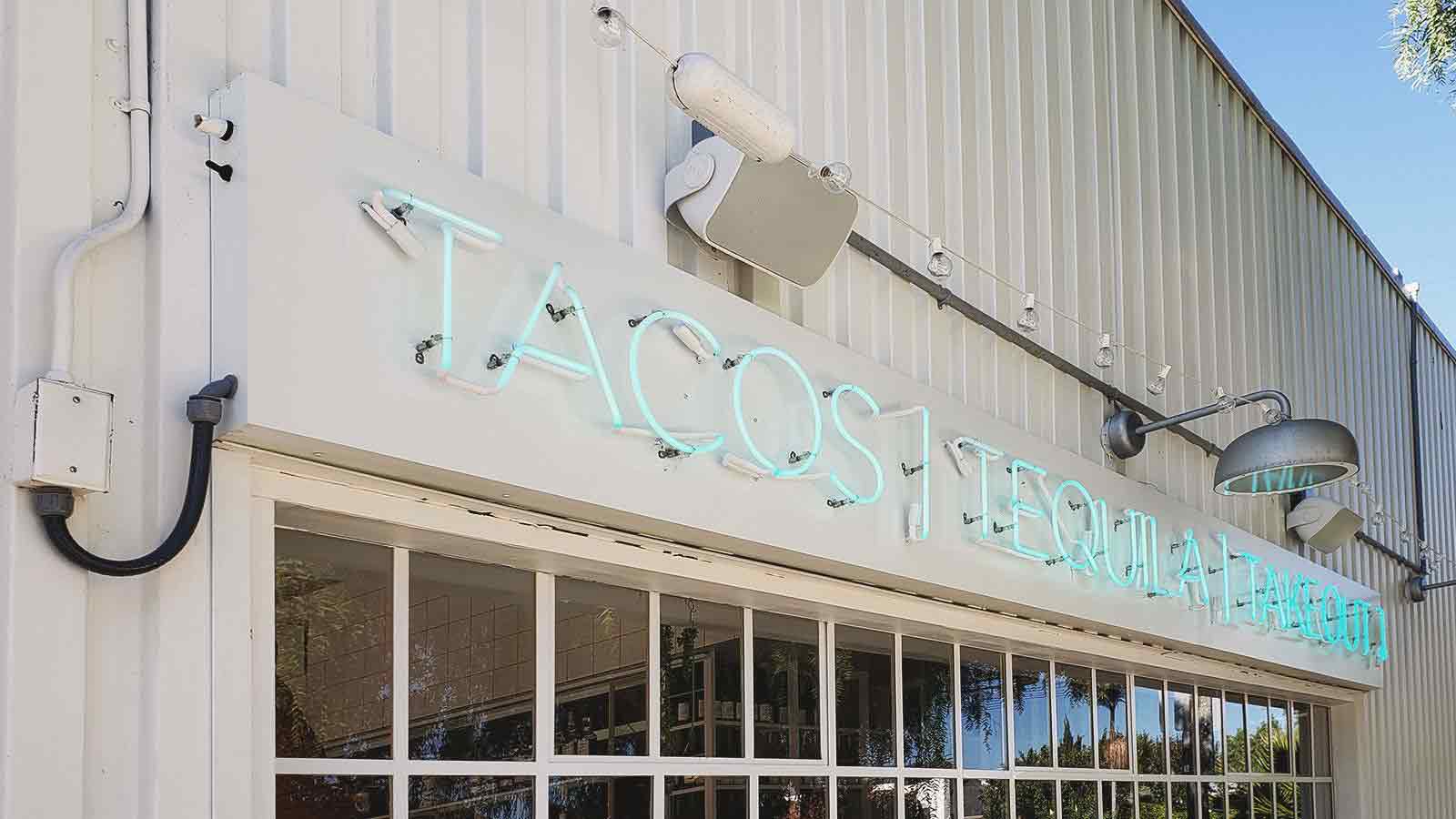 tacos restaurant neon sign