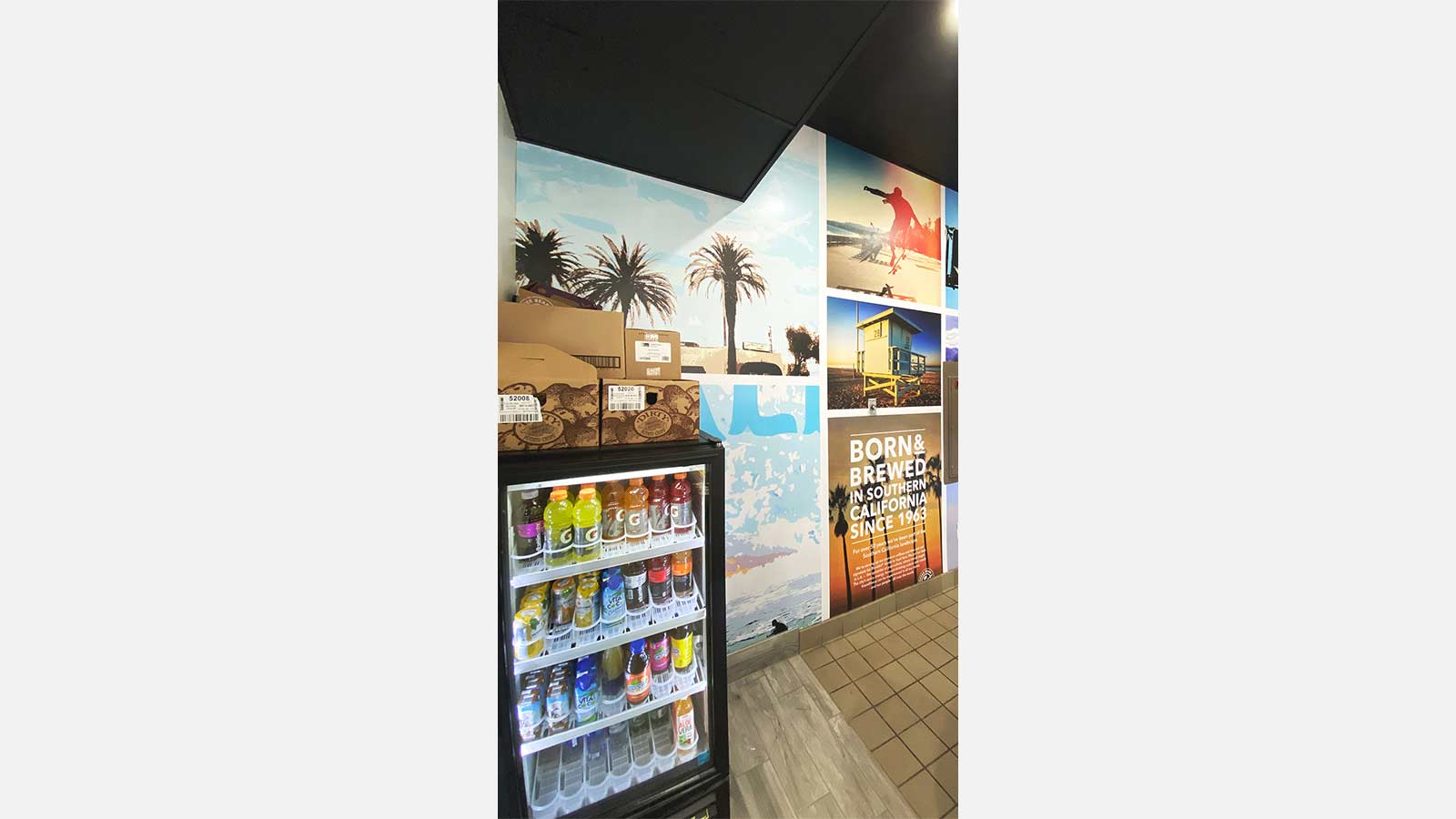 Store interior branding with custom wall graphics