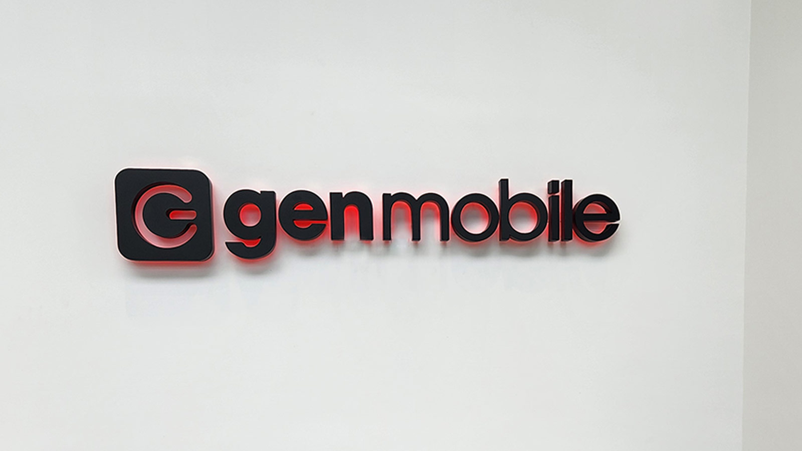 gen mobile reverse channel letters installed indoors