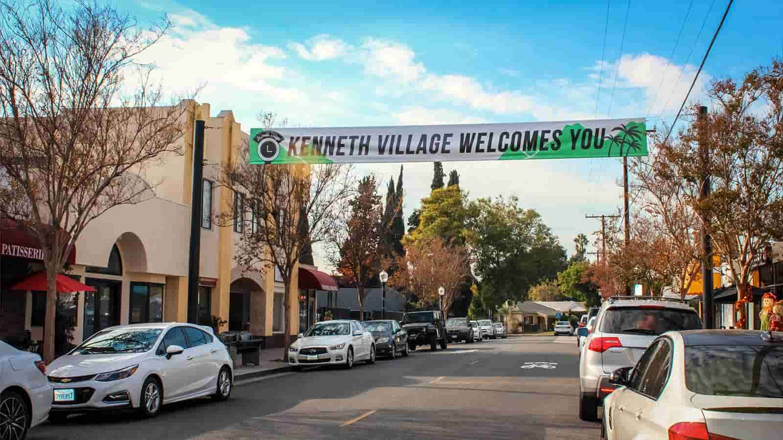 kenneth village street vinyl banner