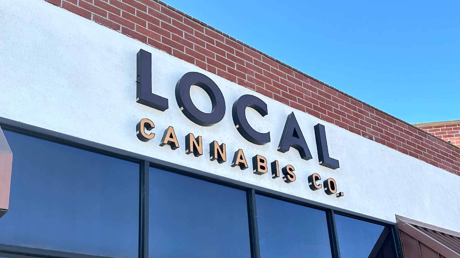 local cannabis co light up letters on the storefront