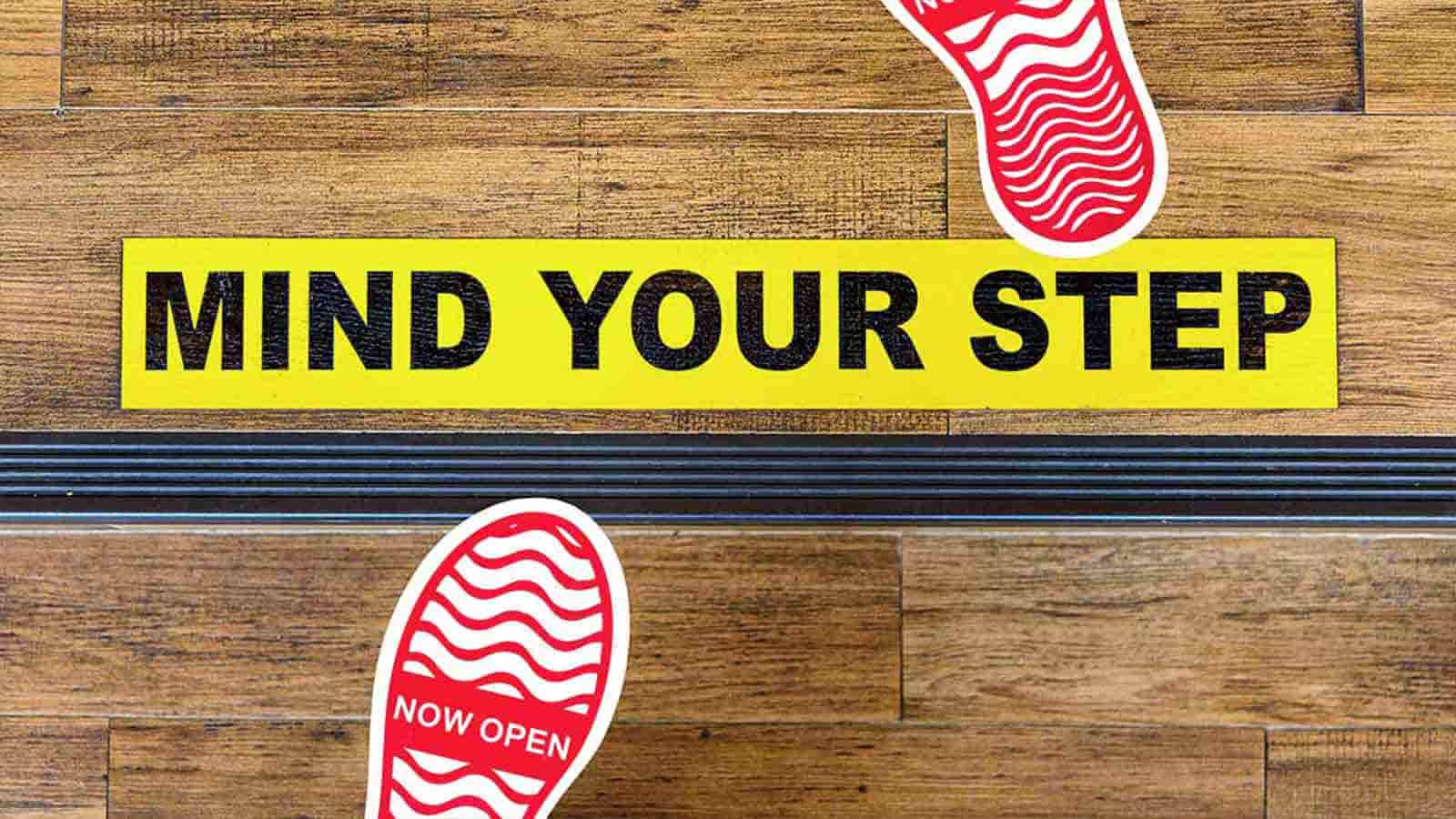 mind your step vinyl floor decal