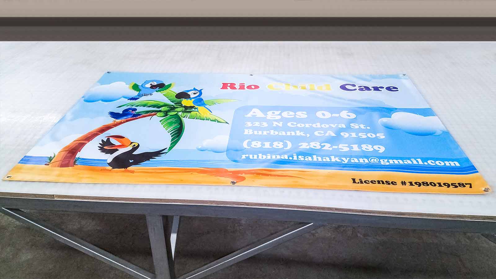 rio child care uv printed banner