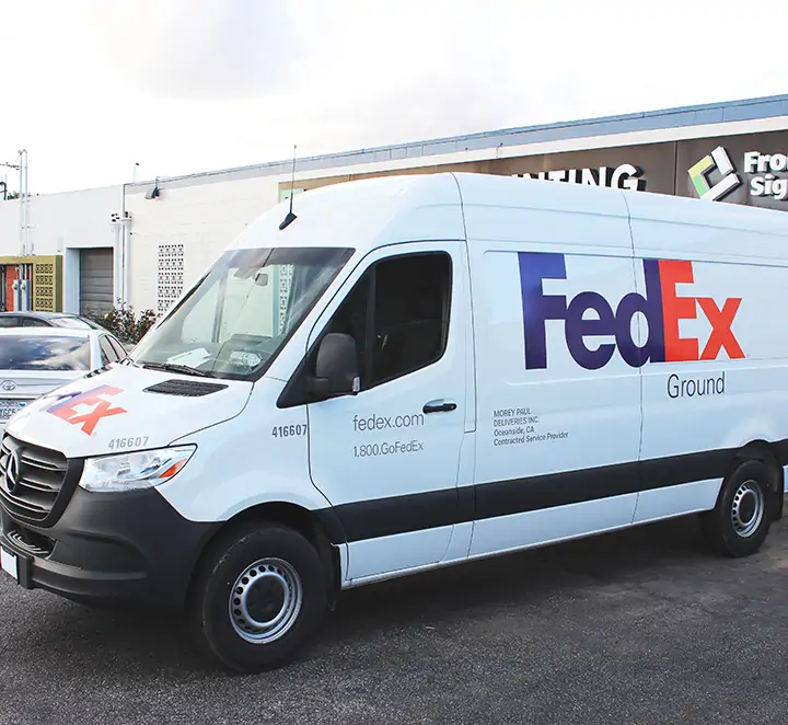 Fedex van branding project by Front Signs, a sign making company in Los Angeles and US-wide