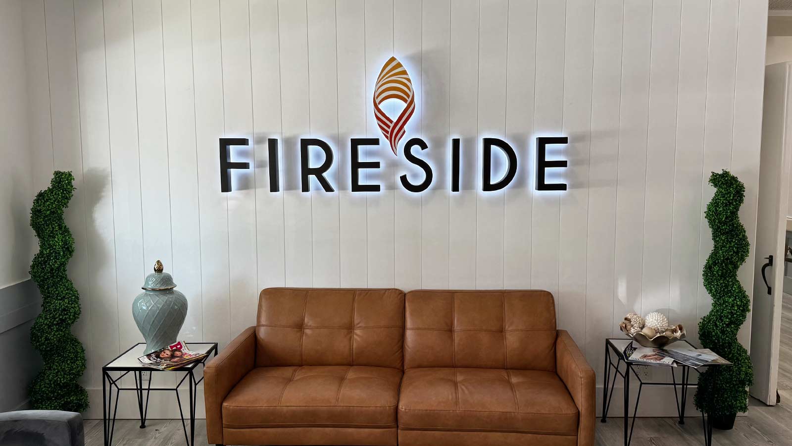 fireside health care center backlit display for indoors