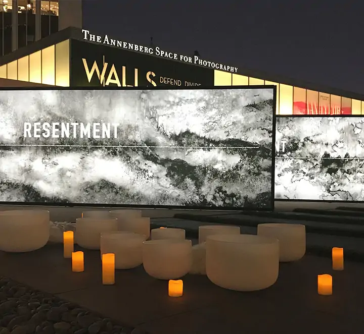 Free standing illuminated art installation by Front Signs, a sign making company in Los Angeles