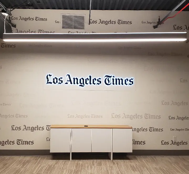 LA Times backlit project made by Front Signs, a sign company in Los Angeles