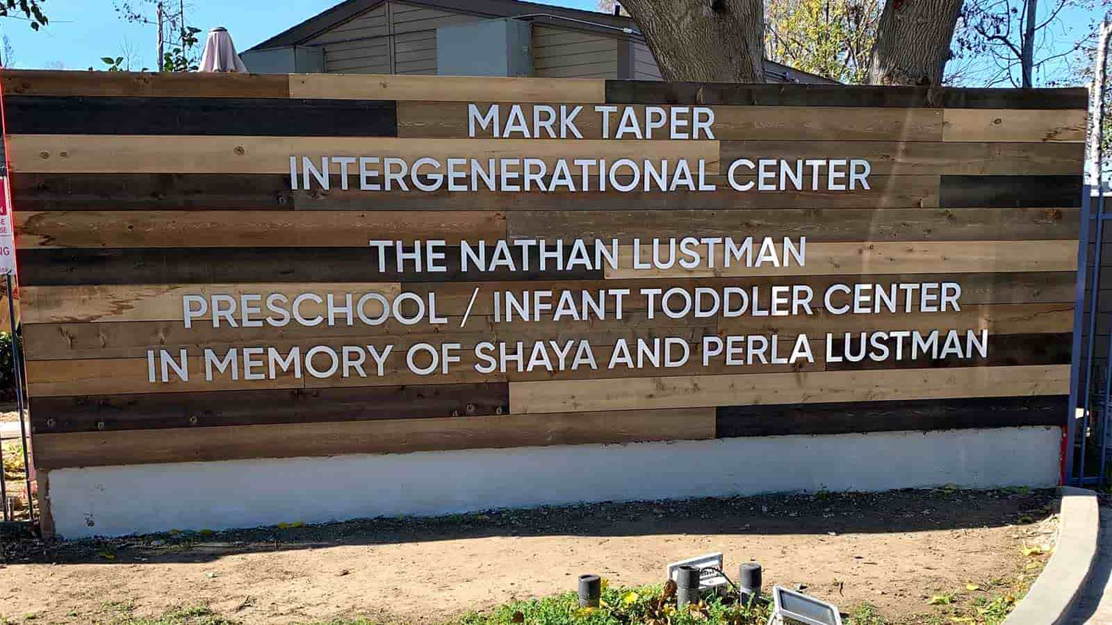 mark taper intergenerational center monument sign