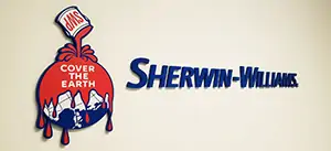 Sherwin Williams logo and letters made by Front Signs, a sign company based in Los Angeles"