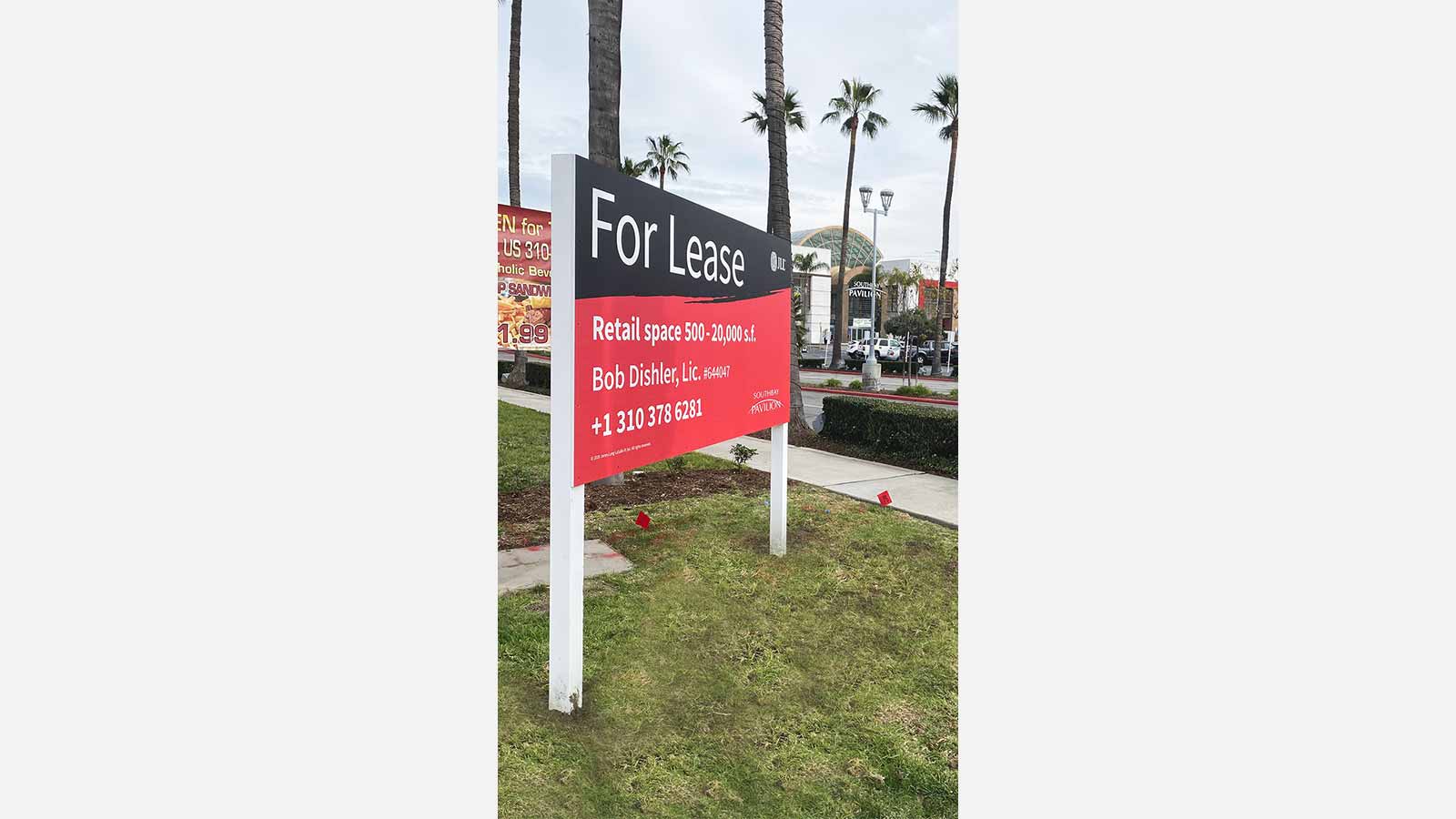 south bay pavilion for lease sign