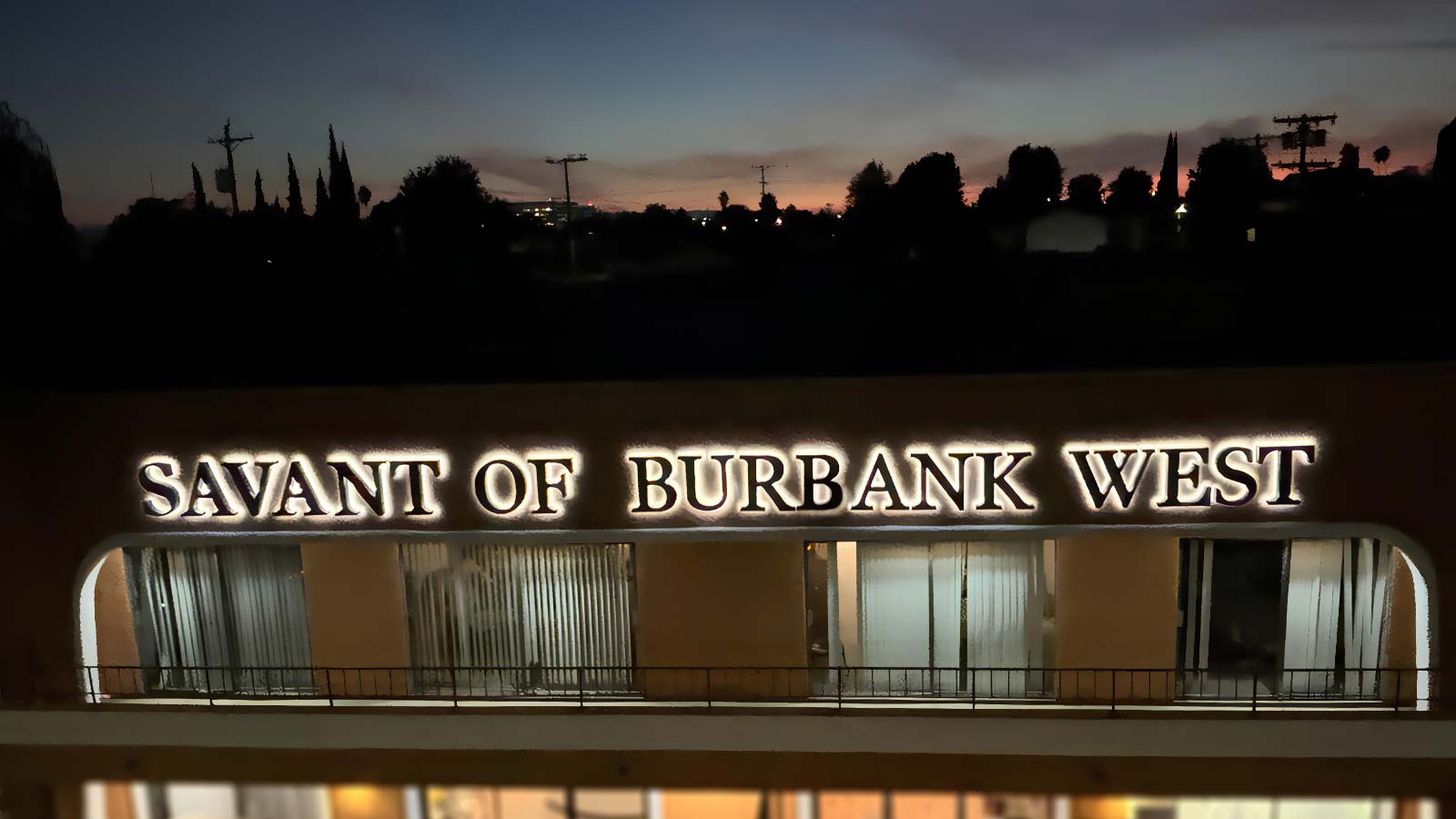 striking reverse-lit letters attached to the facade