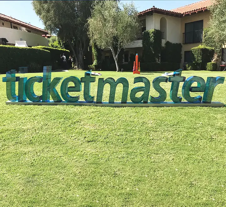 Ticketmaster freestanding project by Front Signs, a sign maker in Los Angeles