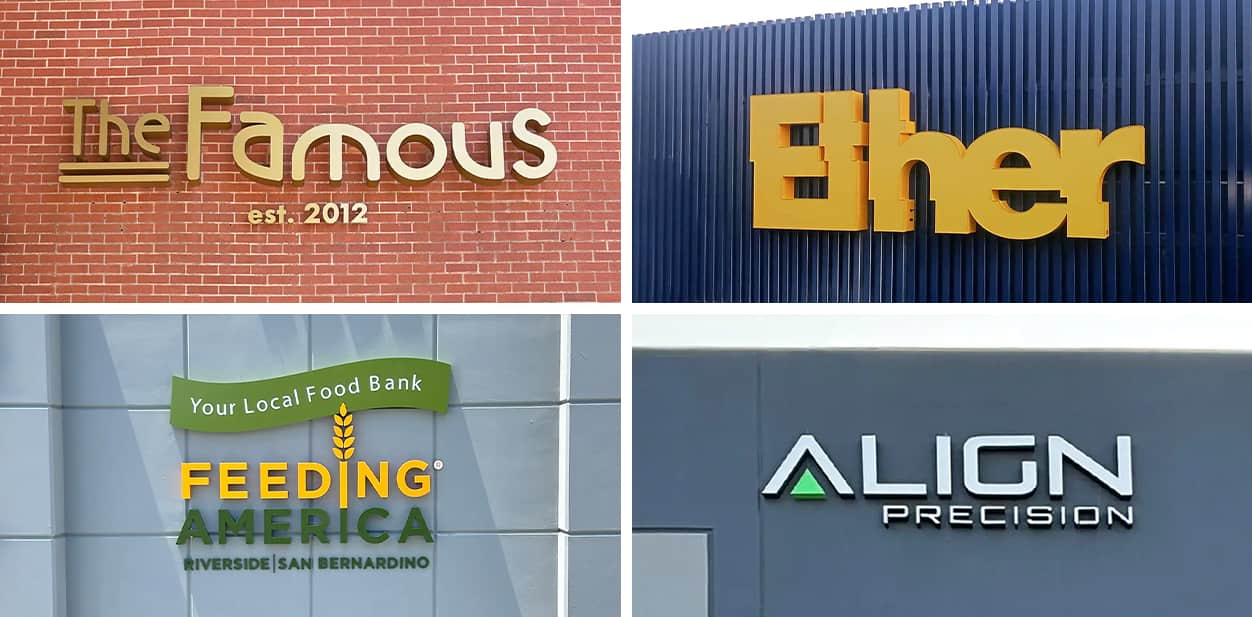 Custom-designed building signs showcasing iconic branding and shaping architectural aesthetics