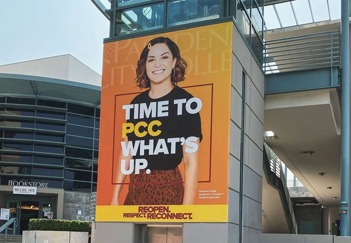 Pasadena city college banner related to car branding