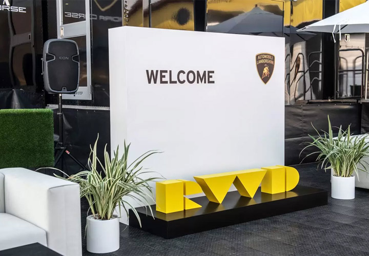 Lamborghini event signage related to car branding